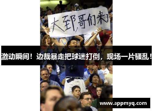 激动瞬间！边裁暴走把球迷打倒，现场一片骚乱！